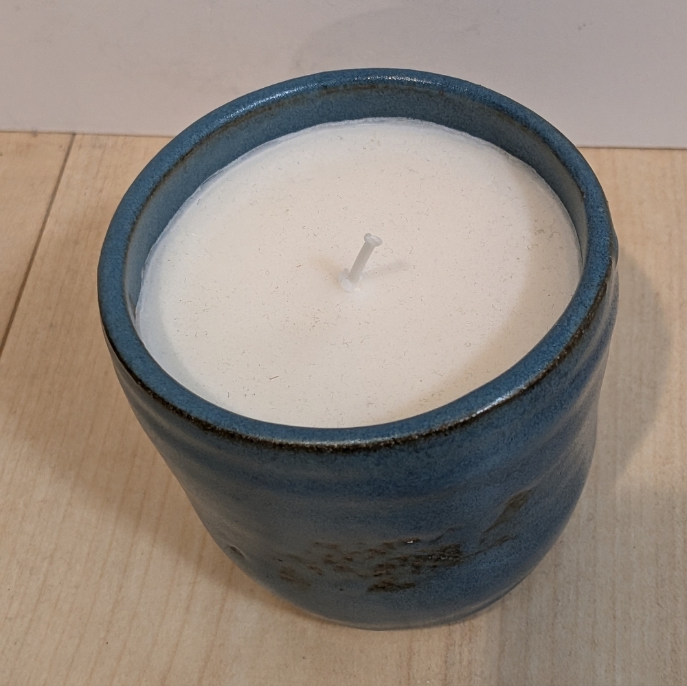 Hand Poured Candle In Handmade Pottery - Picture 3 of 9